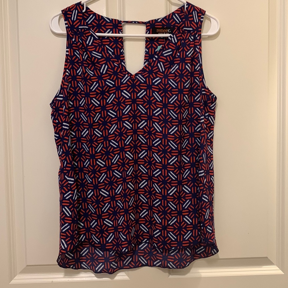Renee C for Stitch Fix Pedrine Keyhole Back Top, blue, size small, BNWT